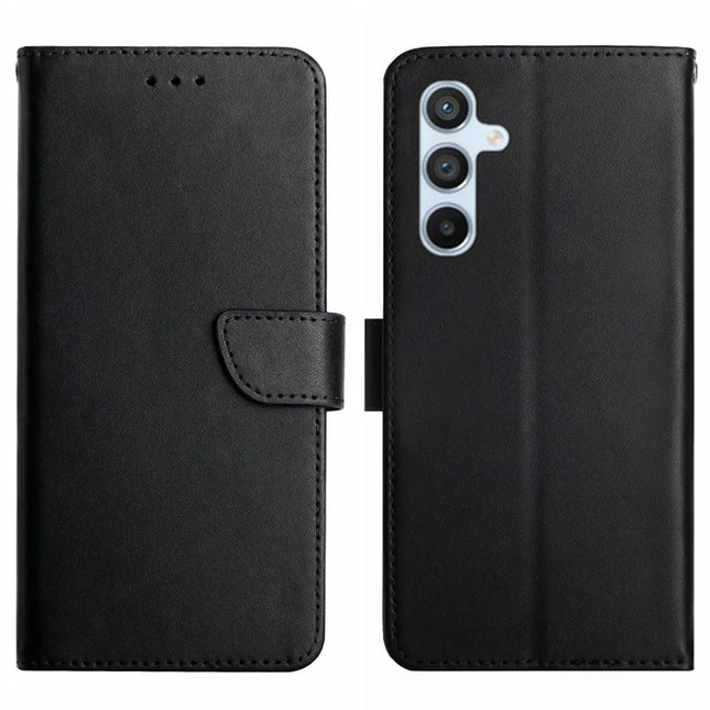 For Samsung Galaxy A26 5G Case Genuine Cow Leather Phone Cover Nappa Texture - Black