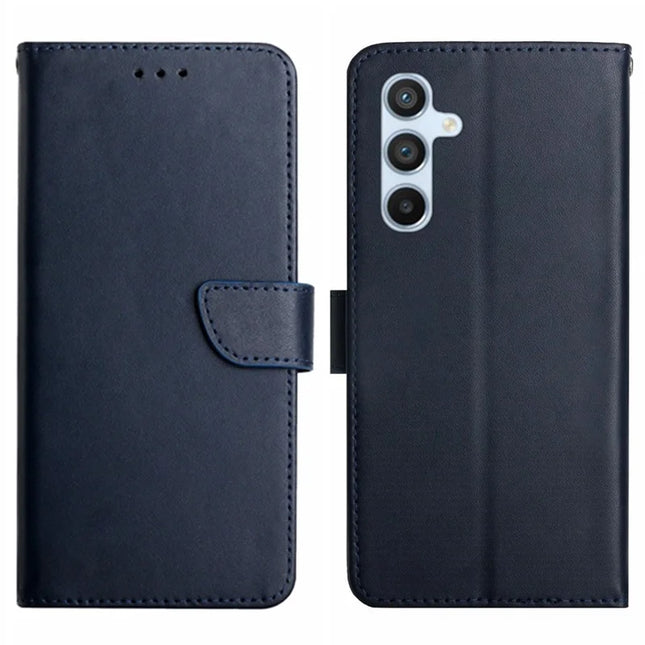 For Samsung Galaxy A26 5G Case Genuine Cow Leather Phone Cover Nappa Texture - Blue