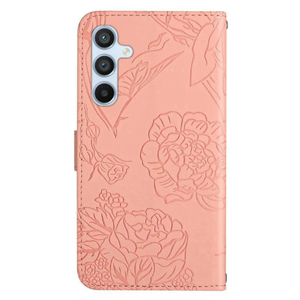 For Samsung Galaxy A26 5G Case Leather Phone Cover with Strap, Butterfly Flower Imprint