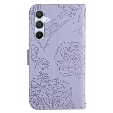 For Samsung Galaxy A26 5G Case Leather Phone Cover with Strap, Butterfly Flower Imprint