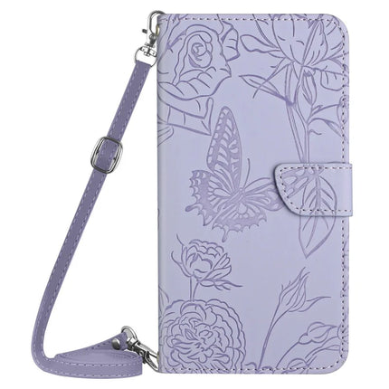 For Samsung Galaxy A26 5G Case Anti-Drop Leather Phone Cover Butterfly Flower Imprint