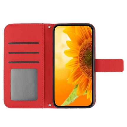HT04 For Samsung Galaxy A26 5G Case Sunflower Imprint PU Leather Phone Cover with Long Strap