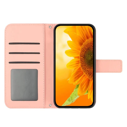 HT04 For Samsung Galaxy A26 5G Case Sunflower Imprint PU Leather Phone Cover with Long Strap