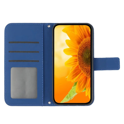 HT04 For Samsung Galaxy A26 5G Case Sunflower Imprint PU Leather Phone Cover with Long Strap
