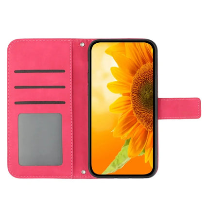 HT04 For Samsung Galaxy A26 5G Case Sunflower Imprint PU Leather Phone Cover with Long Strap