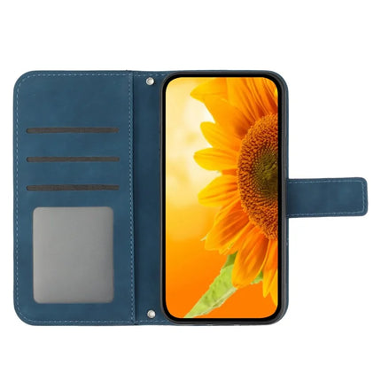 HT04 For Samsung Galaxy A26 5G Case Sunflower Imprint PU Leather Phone Cover with Long Strap