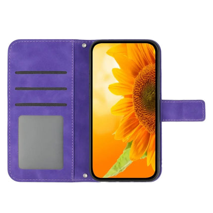 HT04 For Samsung Galaxy A26 5G Case Sunflower Imprint PU Leather Phone Cover with Long Strap