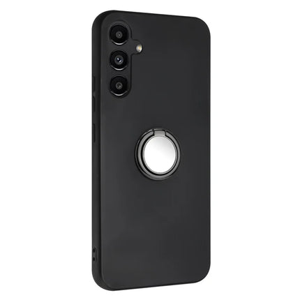 For Samsung Galaxy A26 5G Matte Case Ring Kickstand Soft TPU Phone Cover - Black