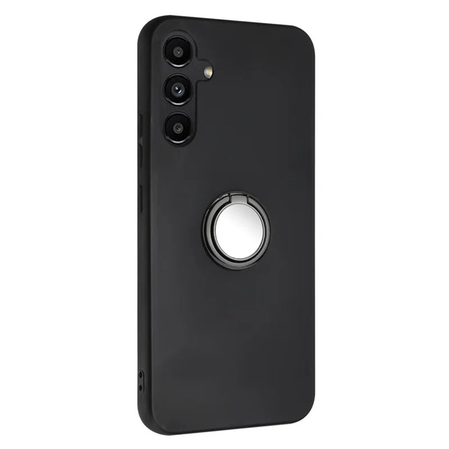 For Samsung Galaxy A26 5G Matte Case Ring Kickstand Soft TPU Phone Cover - Black