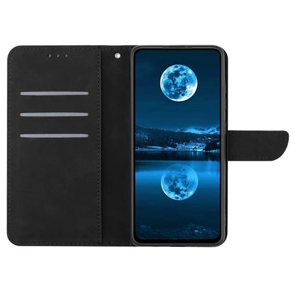 For Samsung Galaxy A26 5G Case Skin-Touch Lines PU Leather Flip Phone Cover -  Black