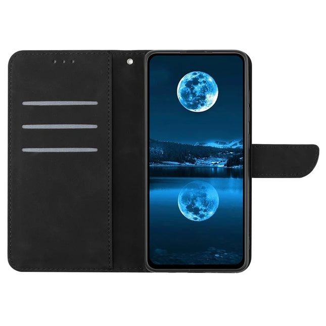 For Samsung Galaxy A26 5G Case Skin-Touch Lines PU Leather Flip Phone Cover -  Black