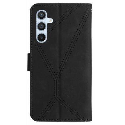 For Samsung Galaxy A26 5G Case Skin-Touch Lines PU Leather Flip Phone Cover -  Black