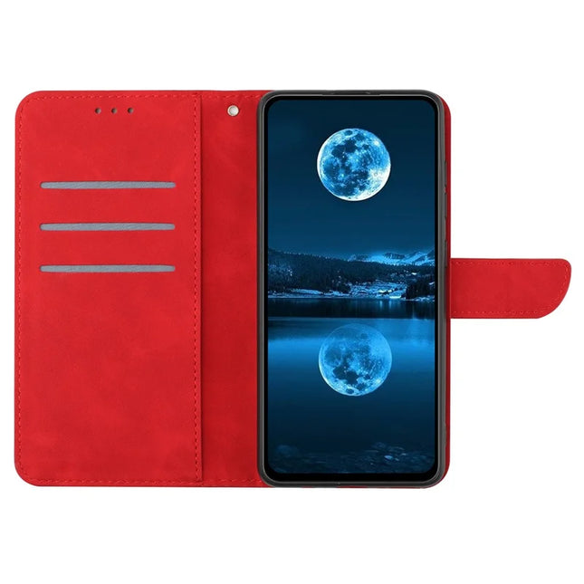 For Samsung Galaxy A26 5G Case Skin-Touch Lines PU Leather Flip Phone Cover -  Red