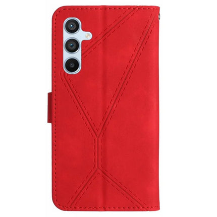 For Samsung Galaxy A26 5G Case Skin-Touch Lines PU Leather Flip Phone Cover -  Red