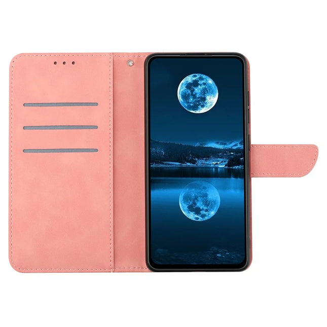 For Samsung Galaxy A26 5G Case Skin-Touch Lines PU Leather Flip Phone Cover -  Pink