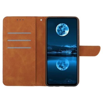 For Samsung Galaxy A26 5G Case Skin-Touch Lines PU Leather Flip Phone Cover -  Brown