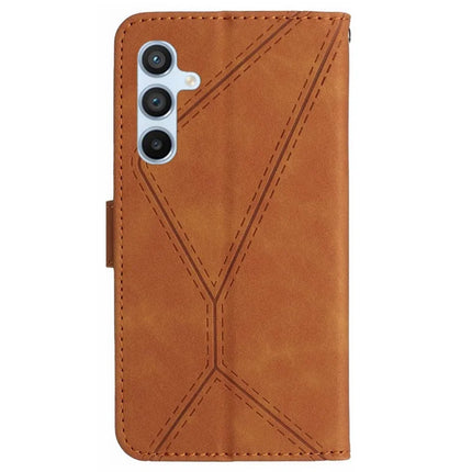 For Samsung Galaxy A26 5G Case Skin-Touch Lines PU Leather Flip Phone Cover -  Brown