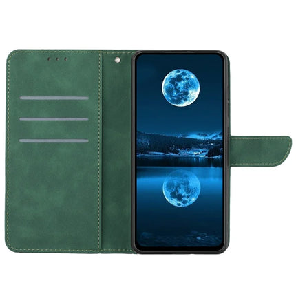 For Samsung Galaxy A26 5G Case Skin-Touch Lines PU Leather Flip Phone Cover -  Green