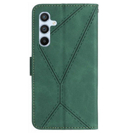 For Samsung Galaxy A26 5G Case Skin-Touch Lines PU Leather Flip Phone Cover -  Green