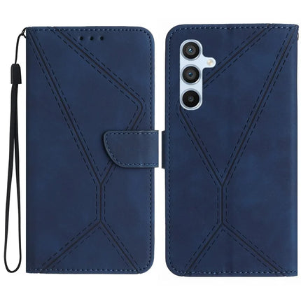 For Samsung Galaxy A26 5G Case Skin-Touch Lines PU Leather Flip Phone Cover -  Blue