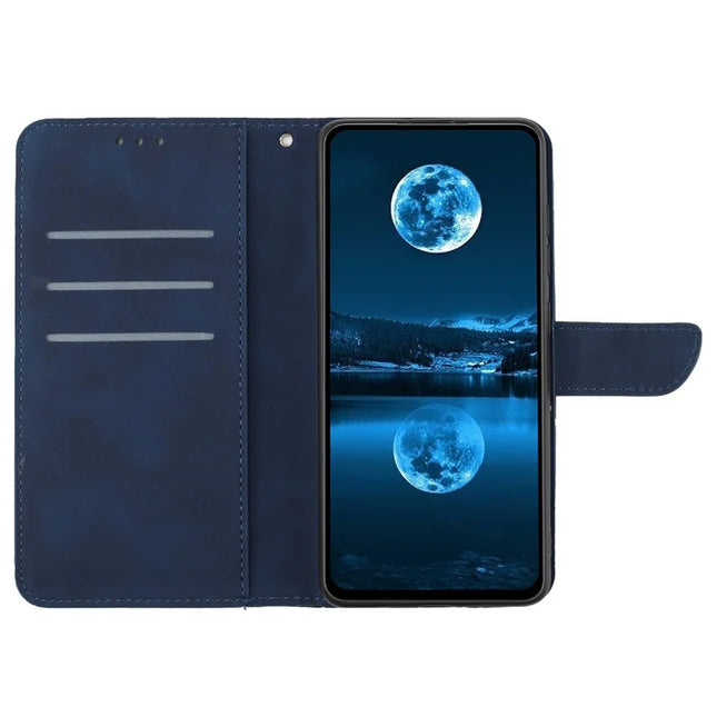 For Samsung Galaxy A26 5G Case Skin-Touch Lines PU Leather Flip Phone Cover -  Blue