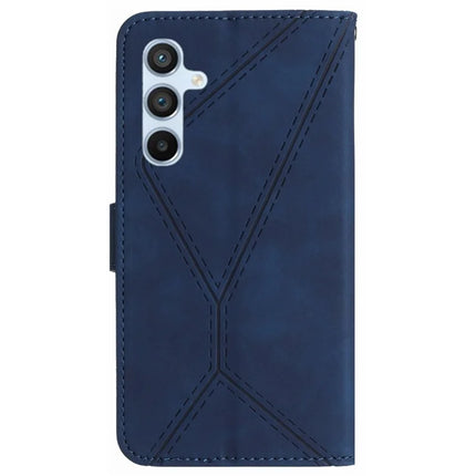 For Samsung Galaxy A26 5G Case Skin-Touch Lines PU Leather Flip Phone Cover -  Blue