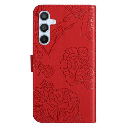 For Samsung Galaxy A56 5G Case Leather Phone Cover with Strap, Butterfly Flower Imprint