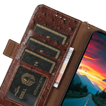 For Honor Magic7 Lite 5G / X9c 5G / X60 Pro 5G Case RFID Blocking Genuine Cow Leather Phone Case Ostrich Texture