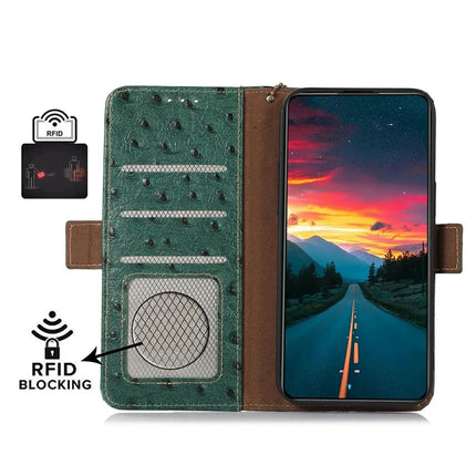 For Honor Magic7 Lite 5G / X9c 5G / X60 Pro 5G Case RFID Blocking Genuine Cow Leather Phone Case Ostrich Texture