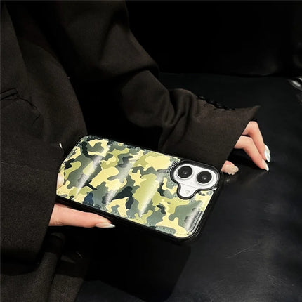 For iPhone 16 Plus Case Camo Puffer Jacket Leather+TPU 3D Protective Cover
