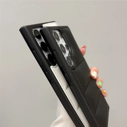 For Samsung Galaxy S23 Ultra Case Puffer Jacket Leather+TPU Soft Touch Phone Cover