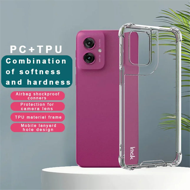 IMAK For Motorola Moto G55 5G Case PC+TPU Shockproof Clear Phone Cover