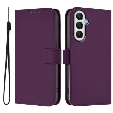 For Samsung Galaxy A55 5G Case Solid Color Wallet Leather Phone Cover with Strap