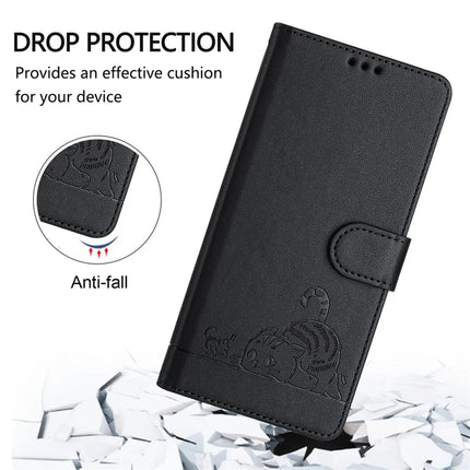 For Samsung Galaxy A16 4G / Galaxy A16 5G Case with Strap RFID Blocking Leather Wallet Phone Cover Cat Mouse Pattern