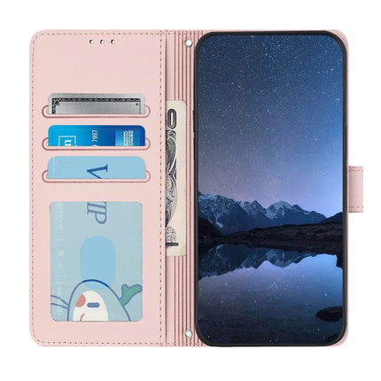 For Samsung Galaxy A16 4G / Galaxy A16 5G Case with Strap RFID Blocking Leather Wallet Phone Cover Cat Mouse Pattern