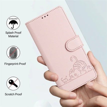 For Samsung Galaxy A16 4G / Galaxy A16 5G Case with Strap RFID Blocking Leather Wallet Phone Cover Cat Mouse Pattern