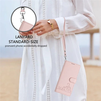 For Samsung Galaxy A16 4G / Galaxy A16 5G Case with Strap RFID Blocking Leather Wallet Phone Cover Cat Mouse Pattern