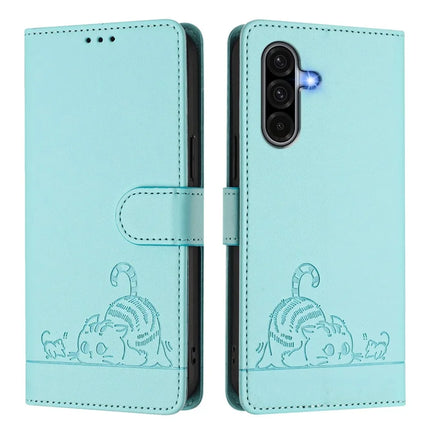 For Samsung Galaxy A16 4G / Galaxy A16 5G Case with Strap RFID Blocking Leather Wallet Phone Cover Cat Mouse Pattern