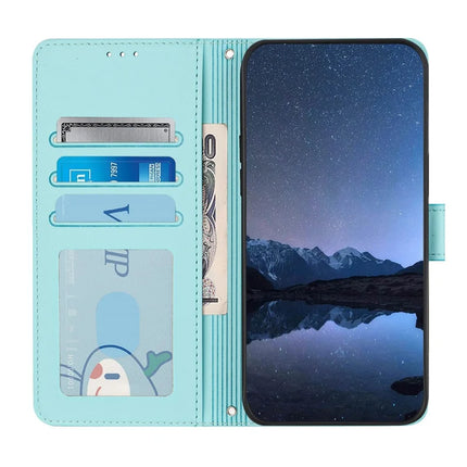 For Samsung Galaxy A16 4G / Galaxy A16 5G Case with Strap RFID Blocking Leather Wallet Phone Cover Cat Mouse Pattern