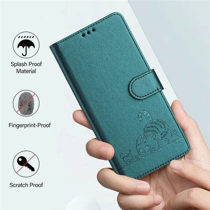 For Samsung Galaxy A16 4G / Galaxy A16 5G Case with Strap RFID Blocking Leather Wallet Phone Cover Cat Mouse Pattern