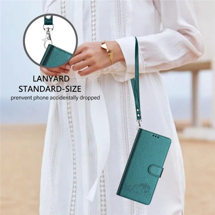 For Samsung Galaxy A16 4G / Galaxy A16 5G Case with Strap RFID Blocking Leather Wallet Phone Cover Cat Mouse Pattern