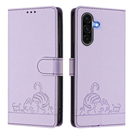For Samsung Galaxy A16 4G / Galaxy A16 5G Case with Strap RFID Blocking Leather Wallet Phone Cover Cat Mouse Pattern