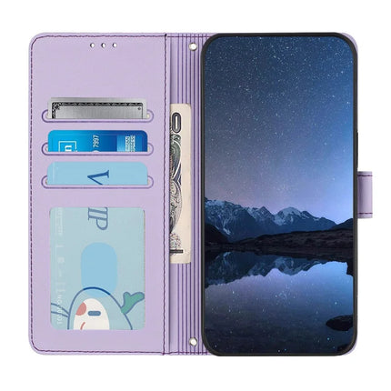 For Samsung Galaxy A16 4G / Galaxy A16 5G Case with Strap RFID Blocking Leather Wallet Phone Cover Cat Mouse Pattern