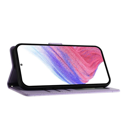 For Samsung Galaxy A16 4G / Galaxy A16 5G Case with Strap RFID Blocking Leather Wallet Phone Cover Cat Mouse Pattern