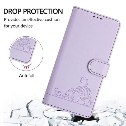 For Samsung Galaxy A16 4G / Galaxy A16 5G Case with Strap RFID Blocking Leather Wallet Phone Cover Cat Mouse Pattern