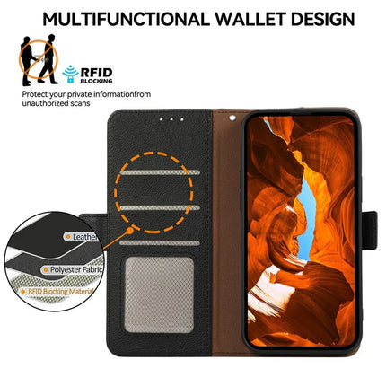 ABEEL For Honor Magic7 Lite 5G / X9c 5G / X60 Pro 5G Case Litchi Texture Leather RFID Blocking Phone Cover