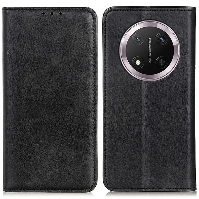 For Honor Magic7 Lite 5G / X9c 5G / X60 Pro 5G Case Split Leather Flip Wallet Phone Cover - Black
