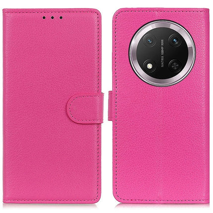 For Honor Magic7 Lite 5G / X9c 5G / X60 Pro 5G Wallet Case PU Leather Phone Cover Litchi Texture - Rose