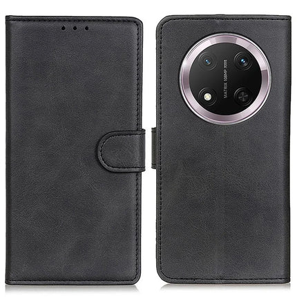 For Honor Magic7 Lite 5G / X9c 5G / X60 Pro 5G Stand Wallet Case Cowhide Texture Leather Phone Cover - Black