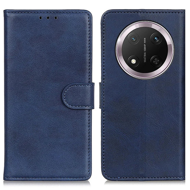 For Honor Magic7 Lite 5G / X9c 5G / X60 Pro 5G Stand Wallet Case Cowhide Texture Leather Phone Cover - Blue